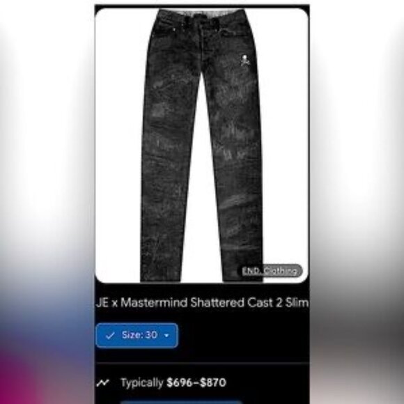 John Elliott x Mastermind shattered Japan jean rare authentic 30w cast 2 denim🆕 - Picture 3 of 12